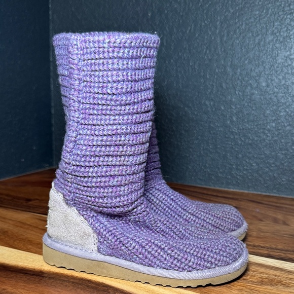 Ugg Cozy Purple Knit Kids Boots 11 - Picture 3 of 9